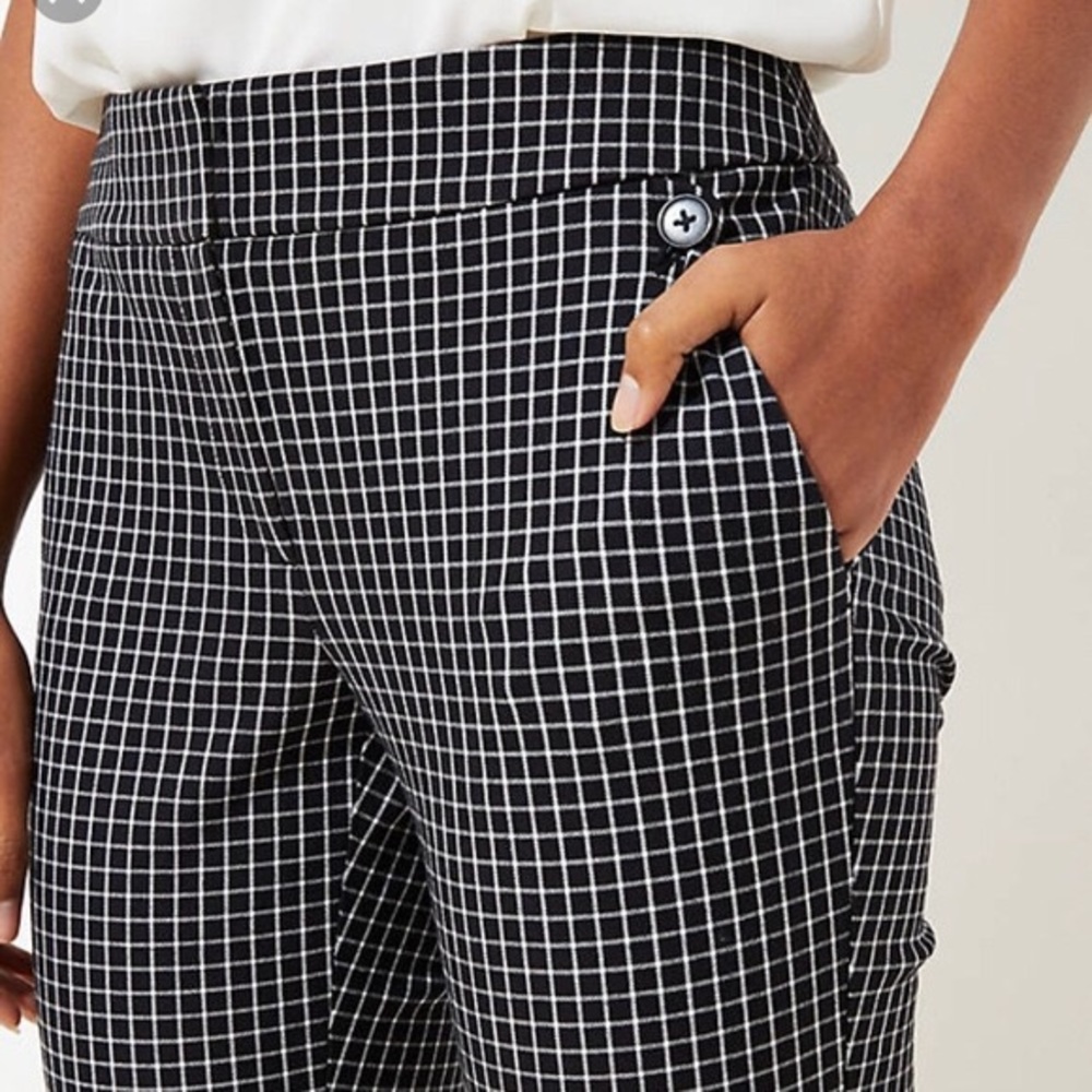 Loft Black and White Checked Pants